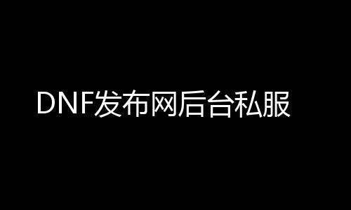 DNF发布网后台私服